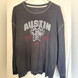 Austin Graphic Long Sleeve Tee - Gray with White & Red Print